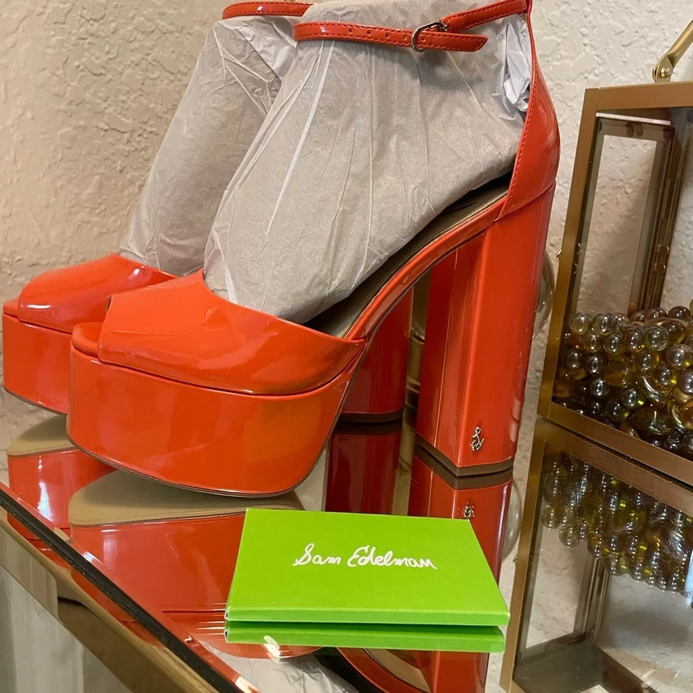 Sam Edelman Kori Tangelo Patent Platform Heels - Picture 6 of 10